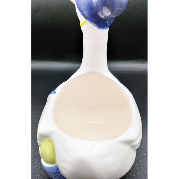 FTDA Ceramic Goose Planter Blue Hat & Yellow Bow Vintage 1986 ROC 7.25 Inches - Picture 9 of 16